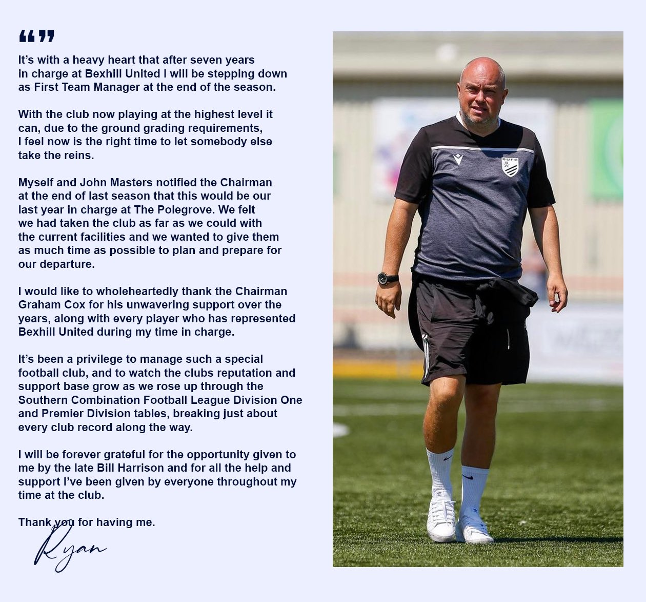 Management Announcement Bexhill United Football Club